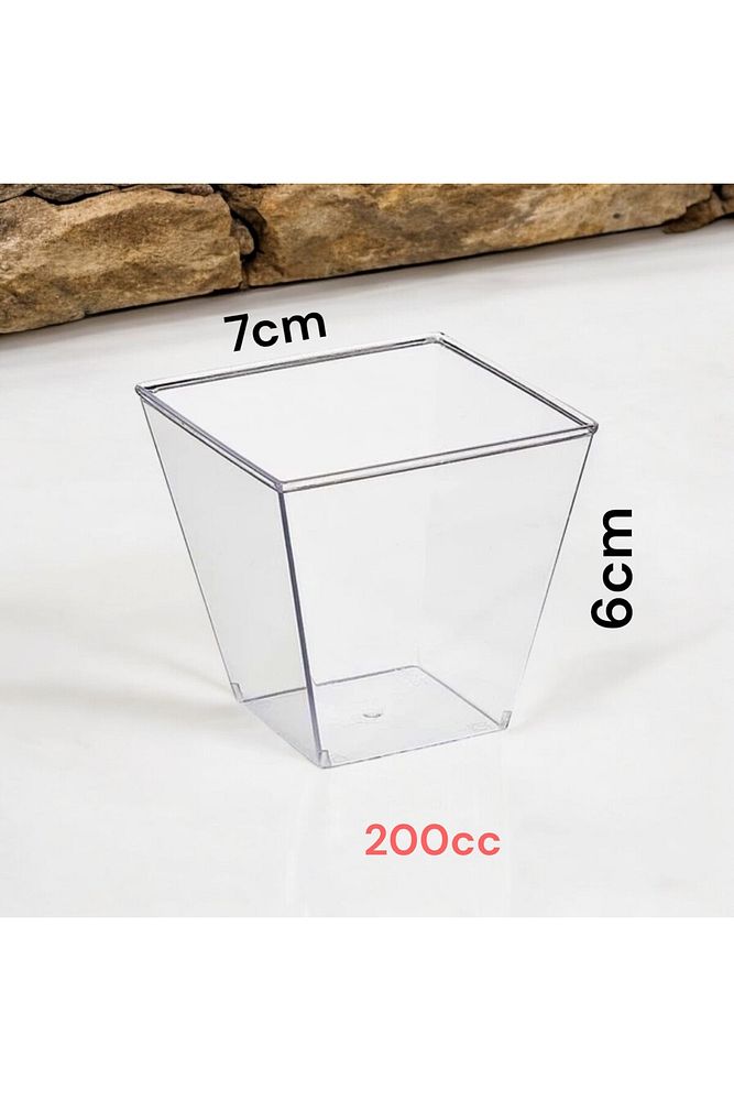 Brokoli Home Prizma Mika Plastik Kare Kap Küp Sunum Kase 200cc 20 Adet Mika Prizma