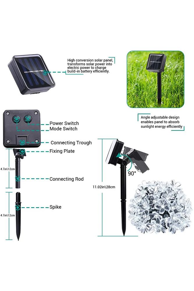 50 Top Ledli Solar Kristal Bahçe Dekorasyon Aydınlatma Sarı Işık Güneş Enerjili