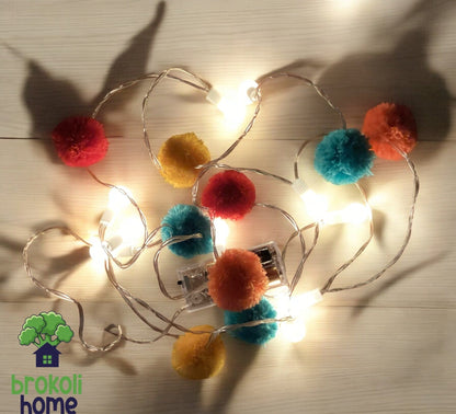 Brokoli Home Ponpon Berry Light Dekoratif Led Işık Zinciri Renkli Ponponlar